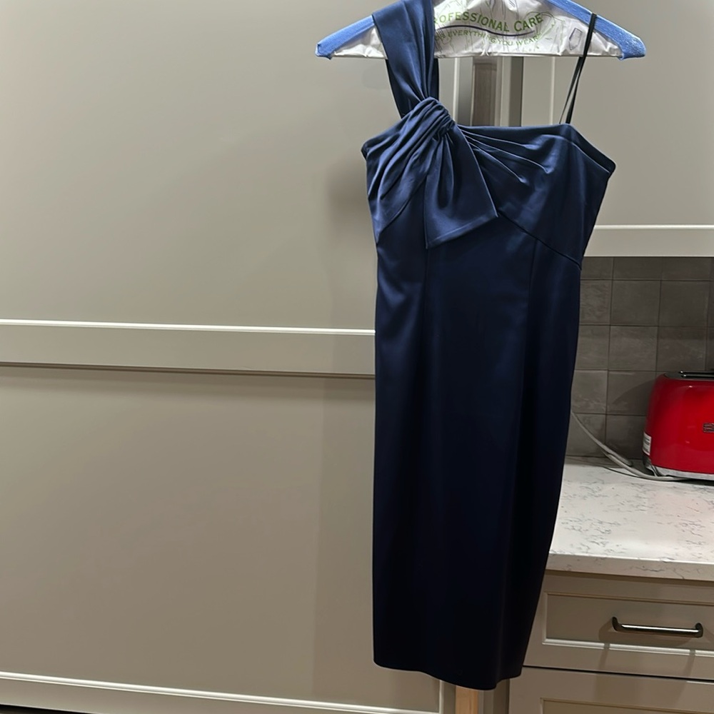 Woman’s blue satin dress, size 4, David Meister